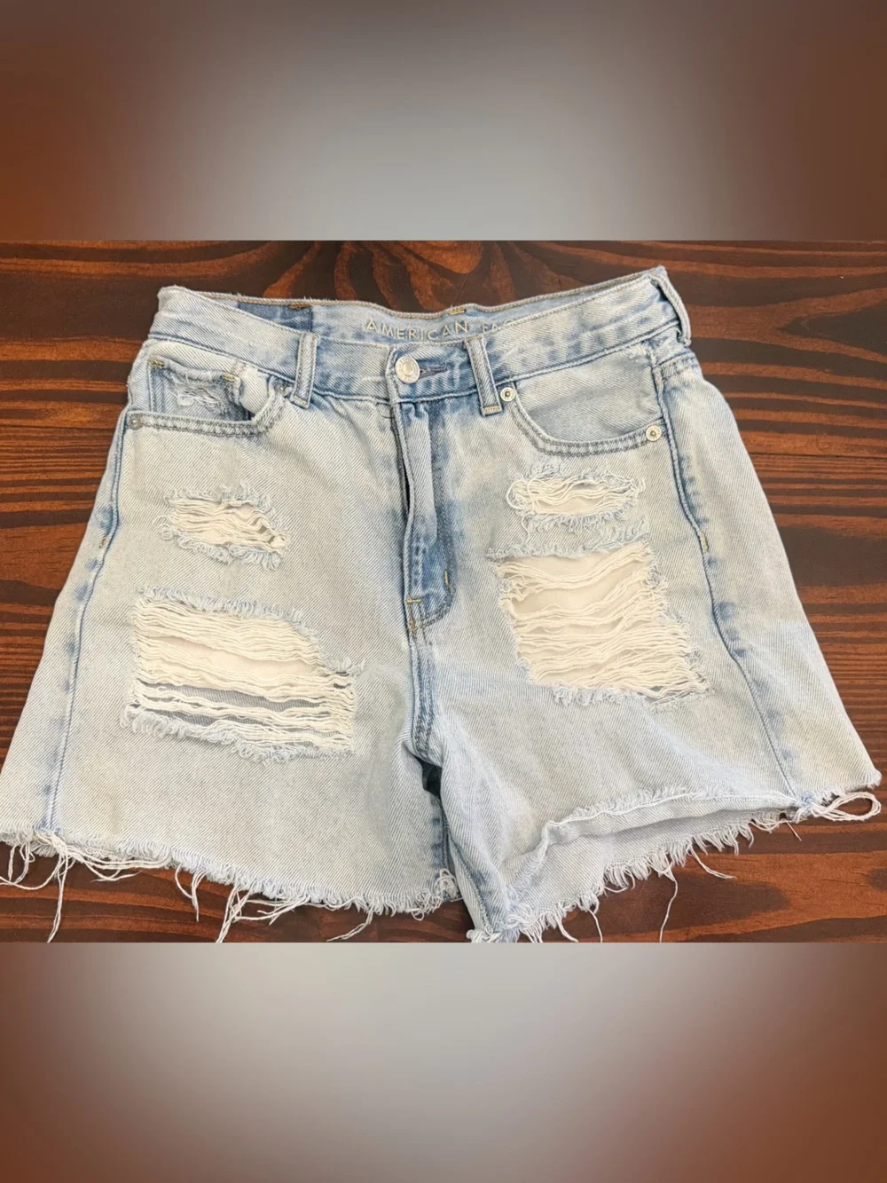 American Eagle Outfitters Light Blue Distressed Denim Cutoff Shorts